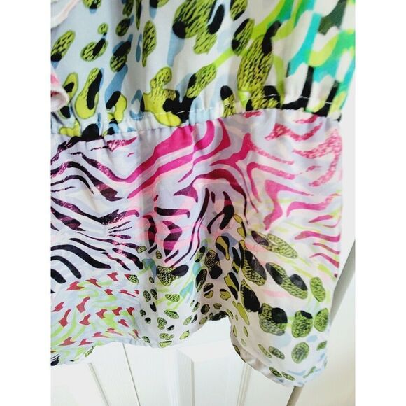 Robert Louis 1X Sleeveless Elastic Waist Floral Stretch Shirt Multi color Ruffle - Picture 6 of 6